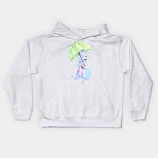 Rabbit With Umbrella Kids Hoodie